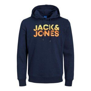 JACK & JONES Mikina 'WALLACE'  námornícka modrá / limetková / svetlooranžová