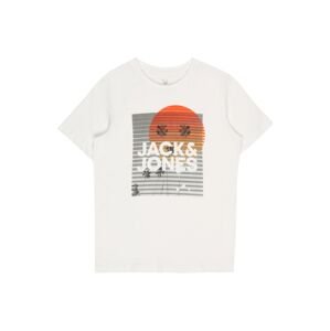 Jack & Jones Junior Tričko  tmavooranžová / čierna / biela