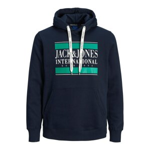 JACK & JONES Mikina  tmavomodrá / nefritová / biela