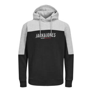 JACK & JONES Mikina 'Dan'  sivá melírovaná / červená / čierna