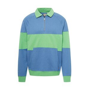 LEVI'S Mikina '1/4 ZIP BLOCKED RAGLAN MULTI-COLOR'  modrá / mätová