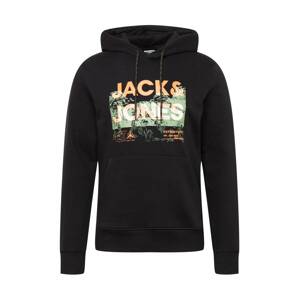 JACK & JONES Mikina 'Trek'  jablková / pastelovo zelená / svetlooranžová / čierna