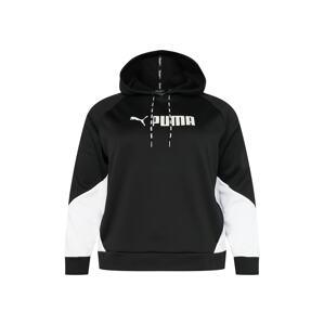 PUMA Športová mikina 'Fit Tech Knit PO Hoodie PLUS'  čierna / biela