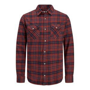 JACK & JONES Košeľa 'Sheridan'  námornícka modrá / karamelová / burgundská / biela