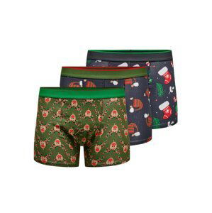 Only & Sons Boxerky 'X-MAS'  námornícka modrá / trávovo zelená / červená / biela