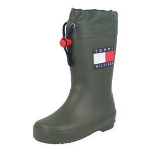 TOMMY HILFIGER Gumáky  námornícka modrá / kaki / červená / biela