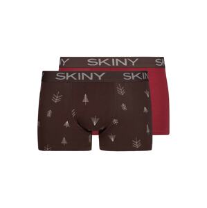 Skiny Boxerky  tmavohnedá / tmavočervená / biela