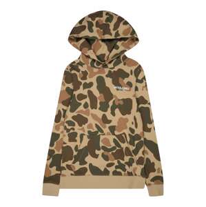 Jack & Jones Junior Mikina 'CAMO'  šampanské / hnedá / trávovo zelená / biela