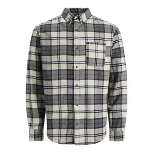 JACK & JONES Košeľa 'Walter'  krémová / námornícka modrá / tmavosivá