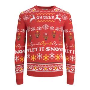 JACK & JONES Sveter 'HOHO'  žltá / červená / čierna / biela