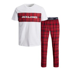 JACK & JONES Dlhé pyžamo 'TRAIN'  tmavomodrá / rubínová / biela