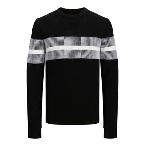 JACK & JONES Sveter 'KELVIN'  čierna / biela