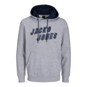 JACK & JONES Mikina 'Friday'  námornícka modrá / sivá melírovaná / oranžová / čierna