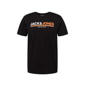 JACK & JONES Tričko 'FREDERIK'  oranžová / čierna / biela