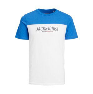 JACK & JONES Tričko 'DAN'  modrá / čierna melírovaná / biela