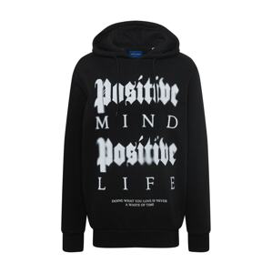 JACK & JONES Mikina 'POSITIVE'  čierna / biela