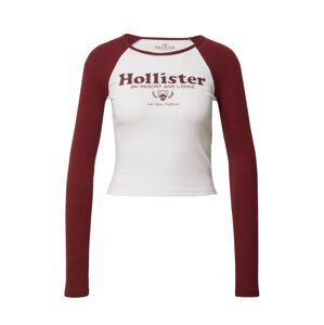 HOLLISTER Tričko  bordová / biela