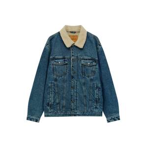 Pull&Bear Prechodná bunda  krémová / modrá denim