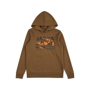 Jack & Jones Junior Mikina 'HUNTER'  hnedá / oranžová / čierna