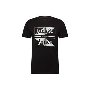 JACK & JONES Tričko 'AIDEN'  čierna / šedobiela