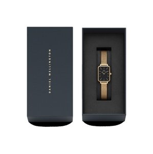 Daniel Wellington Analógové hodinky 'Quadro Pressed Evergold G Black'  zlatá / čierna