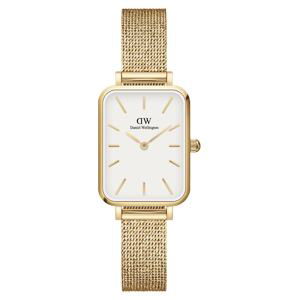 Daniel Wellington Analógové hodinky 'Quadro Pressed Evergold G White'  zlatá / biela