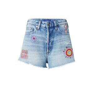 SCOTCH & SODA Džínsy 'Boyfriend shorts — Back to Nature'  modrá denim / žltá / pastelovo fialová / červená