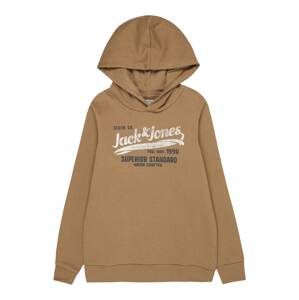 Jack & Jones Junior Mikina  svetlohnedá / čadičová / šedobiela