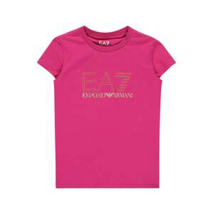 EA7 Emporio Armani Tričko  zlatá / fuksia / biela