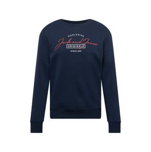 JACK & JONES Mikina 'JORFERRY SWEAT CREW NECK FST'  námornícka modrá / červená / biela