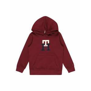 TOMMY HILFIGER Mikina  burgundská / čierna / biela