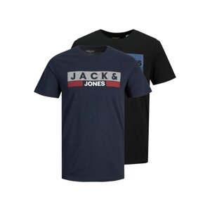 JACK & JONES Tričko  námornícka modrá / karmínovo červená / čierna / biela