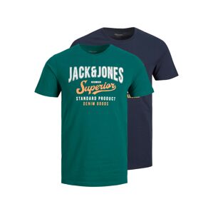 JACK & JONES Tričko  námornícka modrá / zlatá žltá / tmavozelená / biela