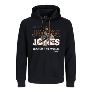 JACK & JONES Mikina 'Hunt'  sivá / oranžová / čierna / biela