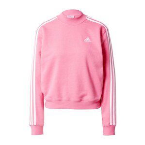 ADIDAS SPORTSWEAR Športová mikina 'Essentials 3-Stripes Half Neck Fleece'  ružová / biela