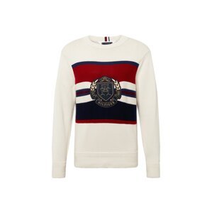 TOMMY HILFIGER Sveter  krémová / tmavomodrá / žltá / vínovo červená