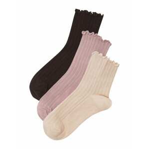 Pull&Bear Ponožky  krémová / čokoládová / ružová