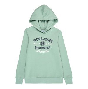 Jack & Jones Junior Mikina  pastelovo zelená / čierna / biela