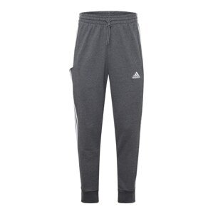 ADIDAS SPORTSWEAR Športové nohavice 'Essentials'  tmavosivá / biela