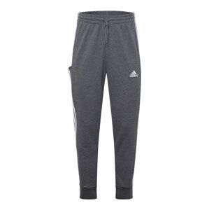 ADIDAS SPORTSWEAR Športové nohavice 'Essentials'  tmavosivá / biela