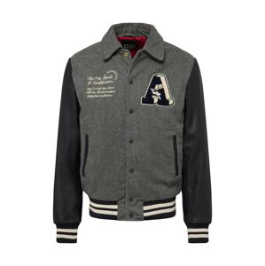 SCOTCH & SODA Prechodná bunda 'Varsity'  sivá melírovaná / čierna / biela