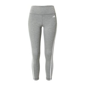 ADIDAS PERFORMANCE Športové nohavice 'Train Essentials 3-Stripes High-Waisted'  sivá melírovaná / biela