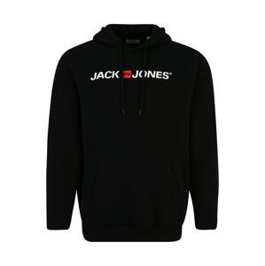Jack & Jones Plus Mikina 'Corp Old'  červená / čierna / biela