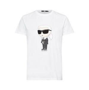 Karl Lagerfeld Tričko 'Ikonik 2.0'  krémová / čierna / šedobiela