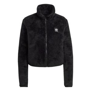 ADIDAS ORIGINALS Flisová bunda 'Essentials+ Fluffy Teddy  Zip'  čierna / biela