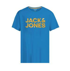 JACK & JONES Tričko 'NEON'  azúrová / šafránová / biela