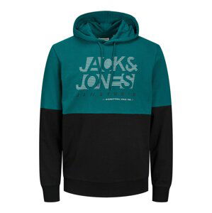 JACK & JONES Mikina 'MARCO'  smaragdová / čierna / biela