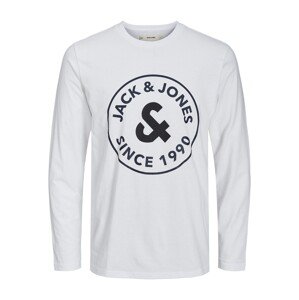 JACK & JONES Tričko 'AARON'  tmavomodrá / šedobiela