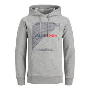 JACK & JONES Mikina 'RALF'  tmavomodrá / sivá melírovaná / červená