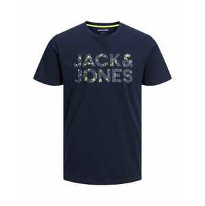 JACK & JONES Tričko  tmavomodrá / žltá